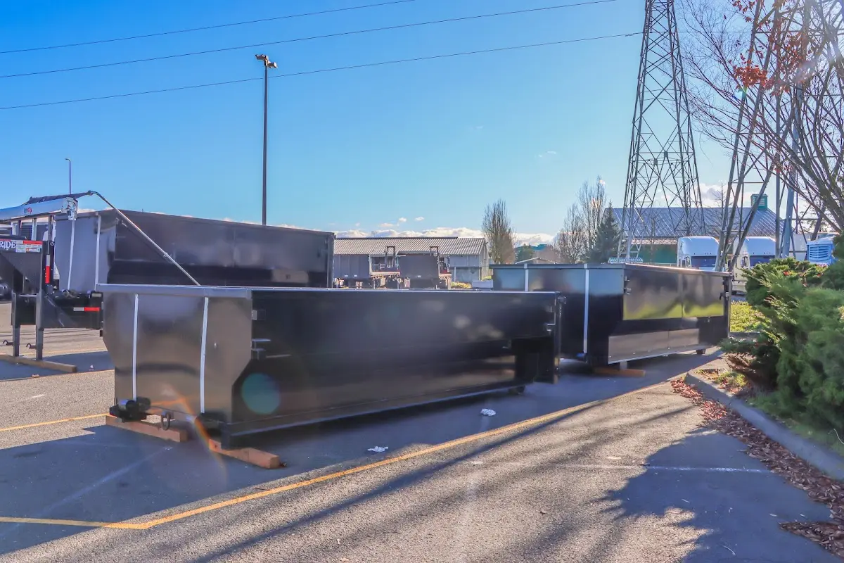 Roll-off dumpster ready for waste disposal at job site for 20 Yard Dumpster Rental in West Springfield
